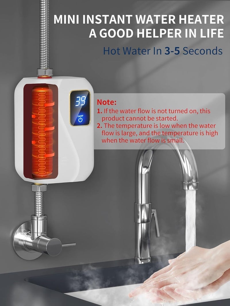 BINGOX Tankless Electric Water Heater 110V 3000W, Instant Hot Water System with LED Digital Display, Compact On Demand Under Sink Heater for Kitchen Bathroom RV - Image 3